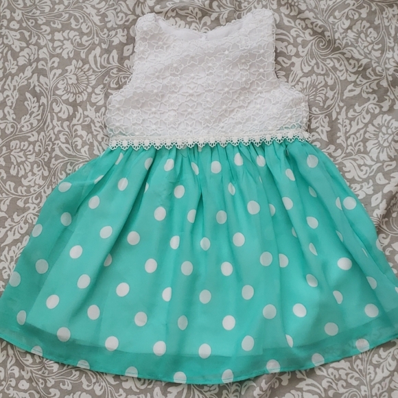 Rare Editions Other - Rare Editions Floral Crochet and Polka Dot Spring Dress